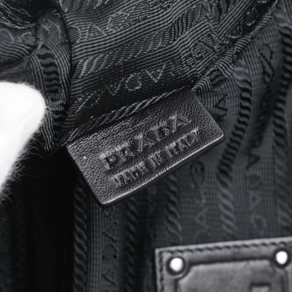 Prada bag ruffle nylon handles Bauletto black Tessuto leather - Picture 6 of 9